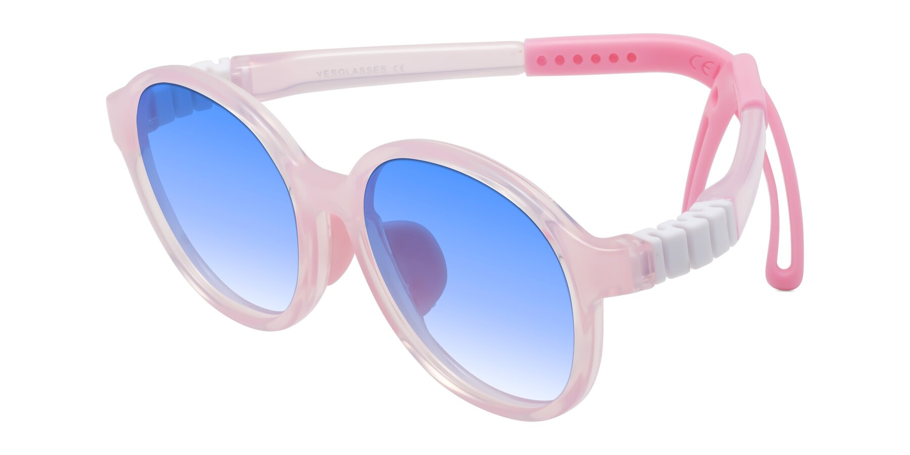 Angle of Zerlina in Artist Pink with Blue Gradient Lenses