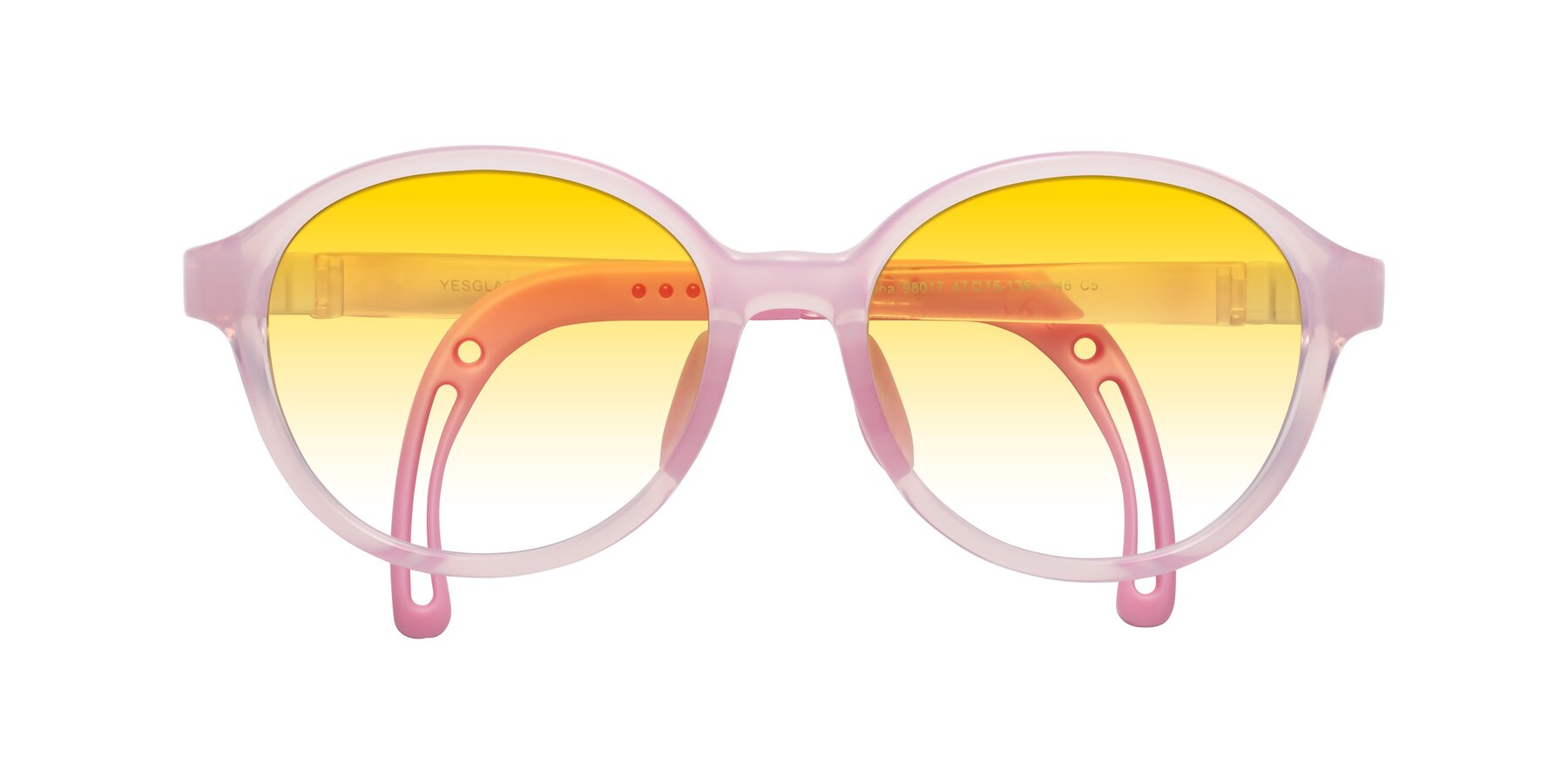 Folded Front of Zerlina in Artist Pink with Yellow Gradient Lenses