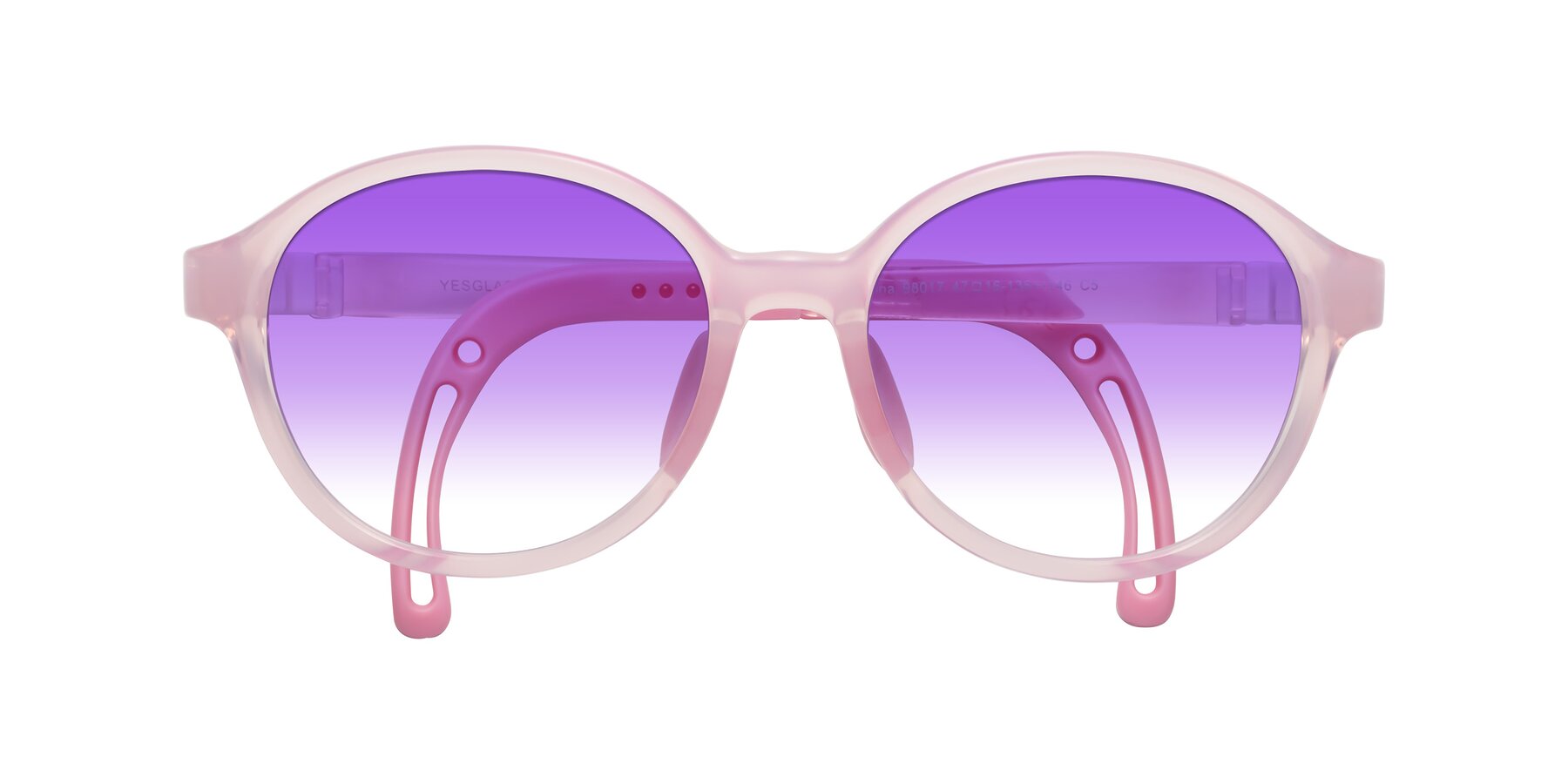 Folded Front of Zerlina in Artist Pink with Purple Gradient Lenses