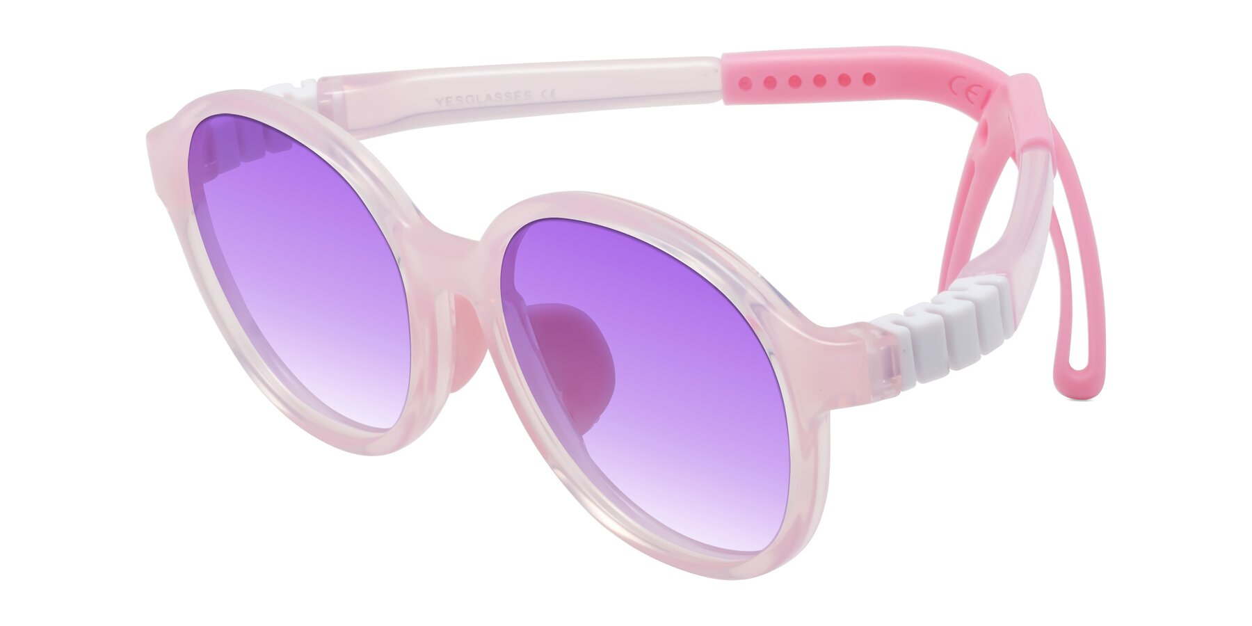 Angle of Zerlina in Artist Pink with Purple Gradient Lenses