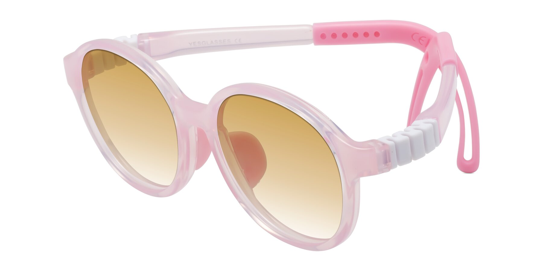 Angle of Zerlina in Artist Pink with Champagne Gradient Lenses