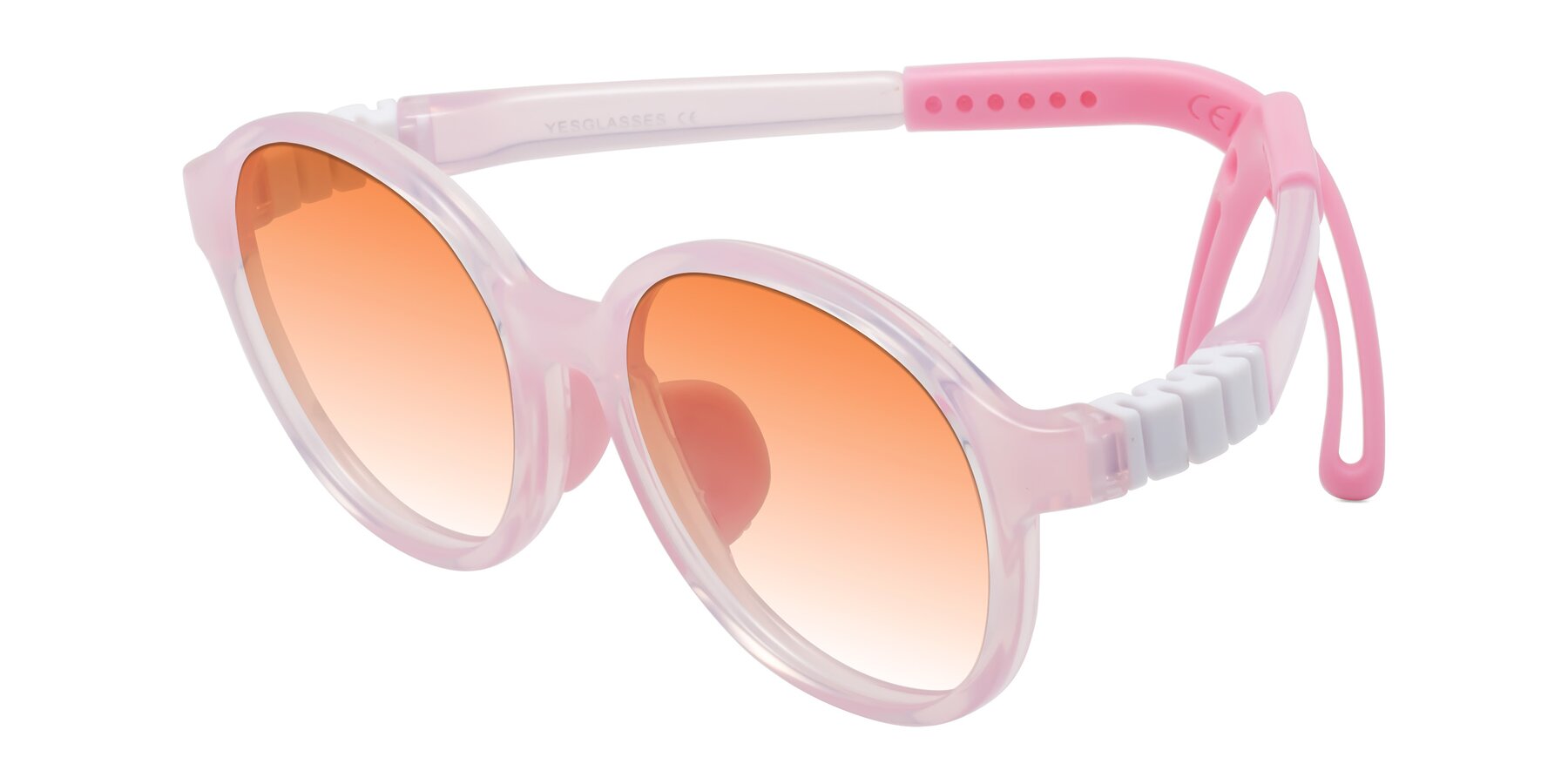 Angle of Zerlina in Artist Pink with Orange Gradient Lenses