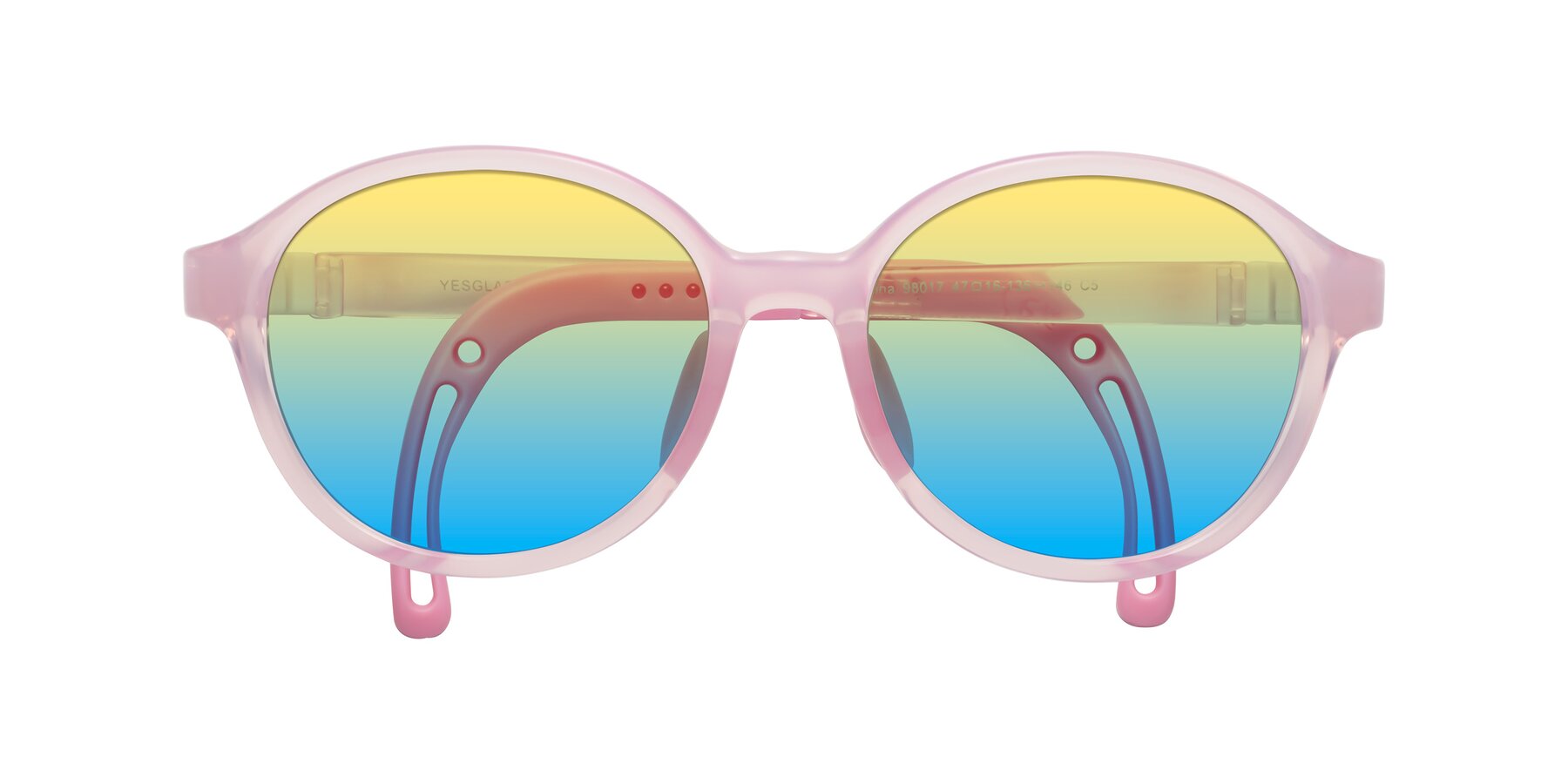 Folded Front of Zerlina in Artist Pink with Yellow / Blue Gradient Lenses