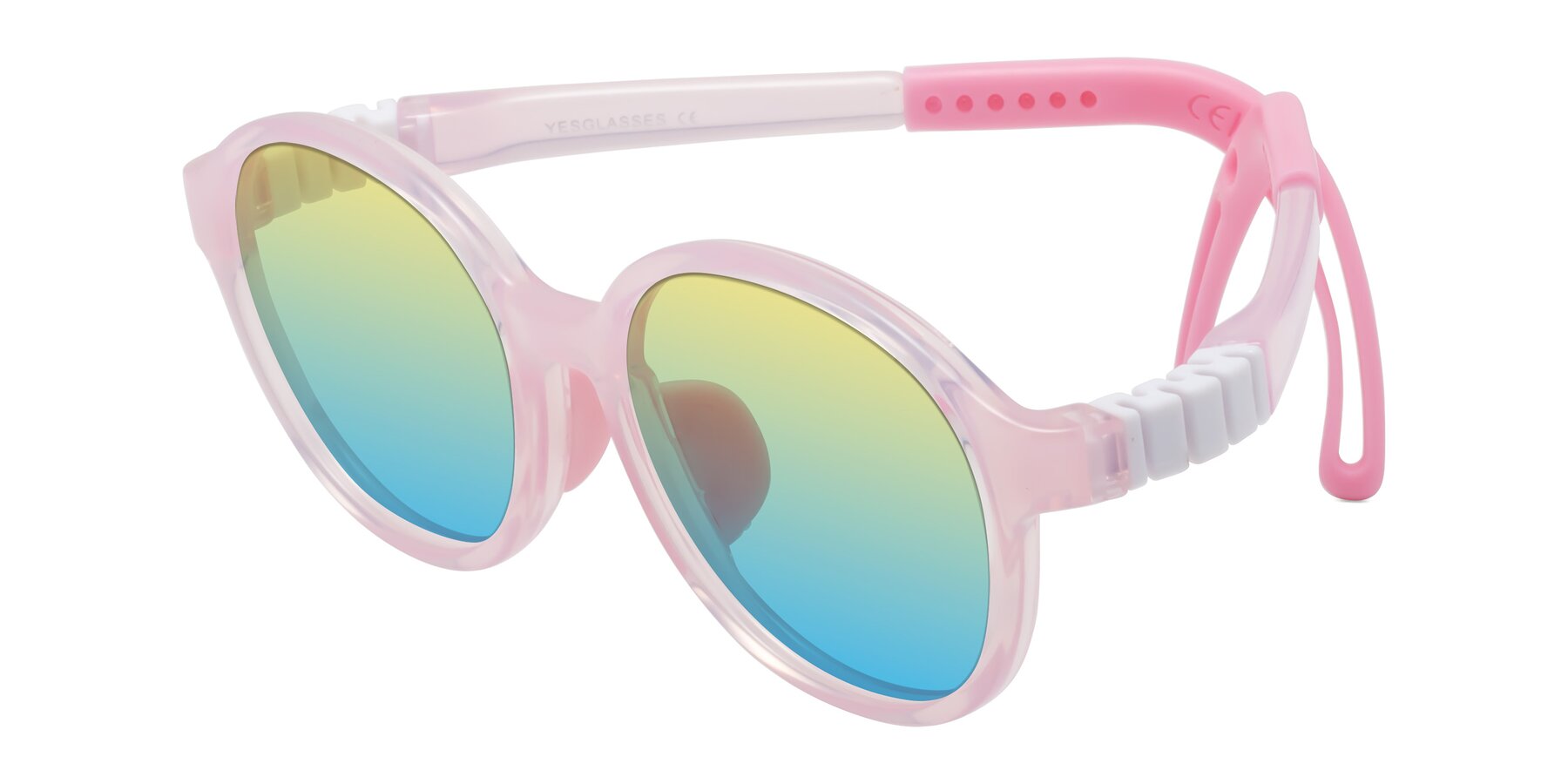 Angle of Zerlina in Artist Pink with Yellow / Blue Gradient Lenses