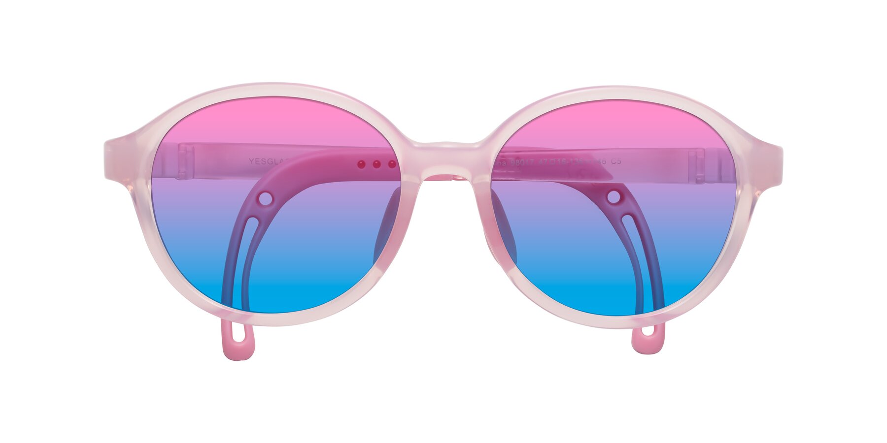 Folded Front of Zerlina in Artist Pink with Pink / Blue Gradient Lenses