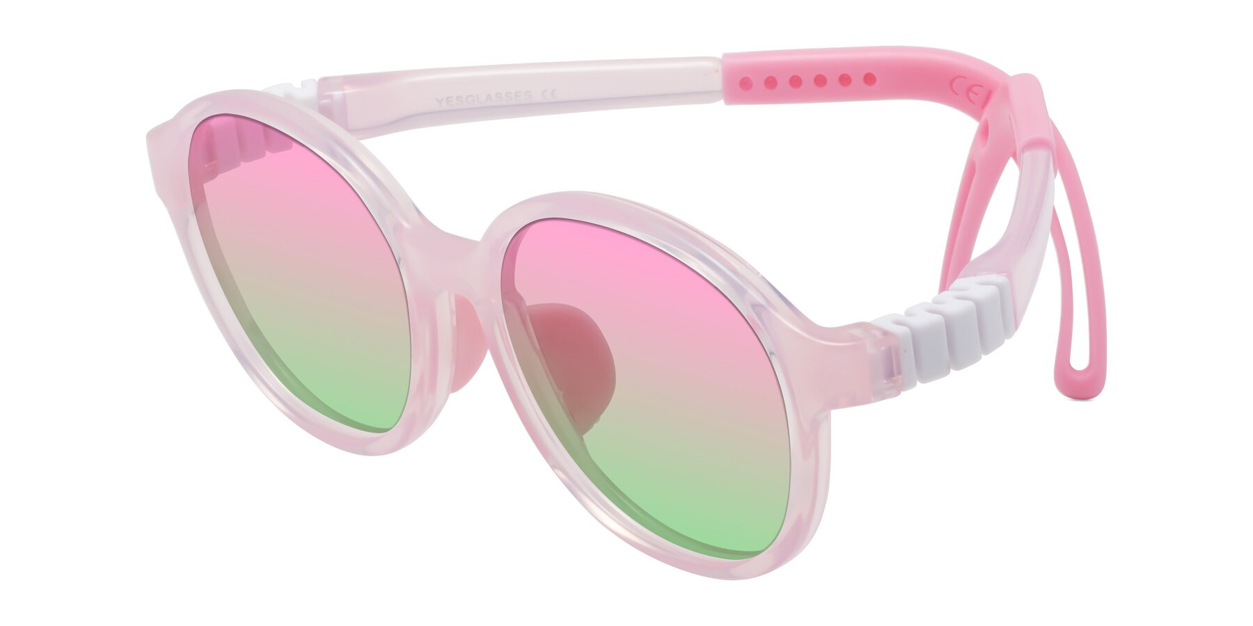 Angle of Zerlina in Artist Pink with Pink / Green Gradient Lenses