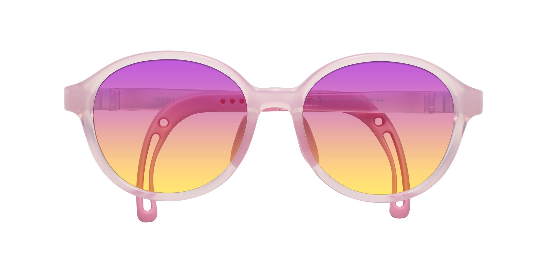 Folded Front of Zerlina in Artist Pink with Purple / Yellow Gradient Lenses