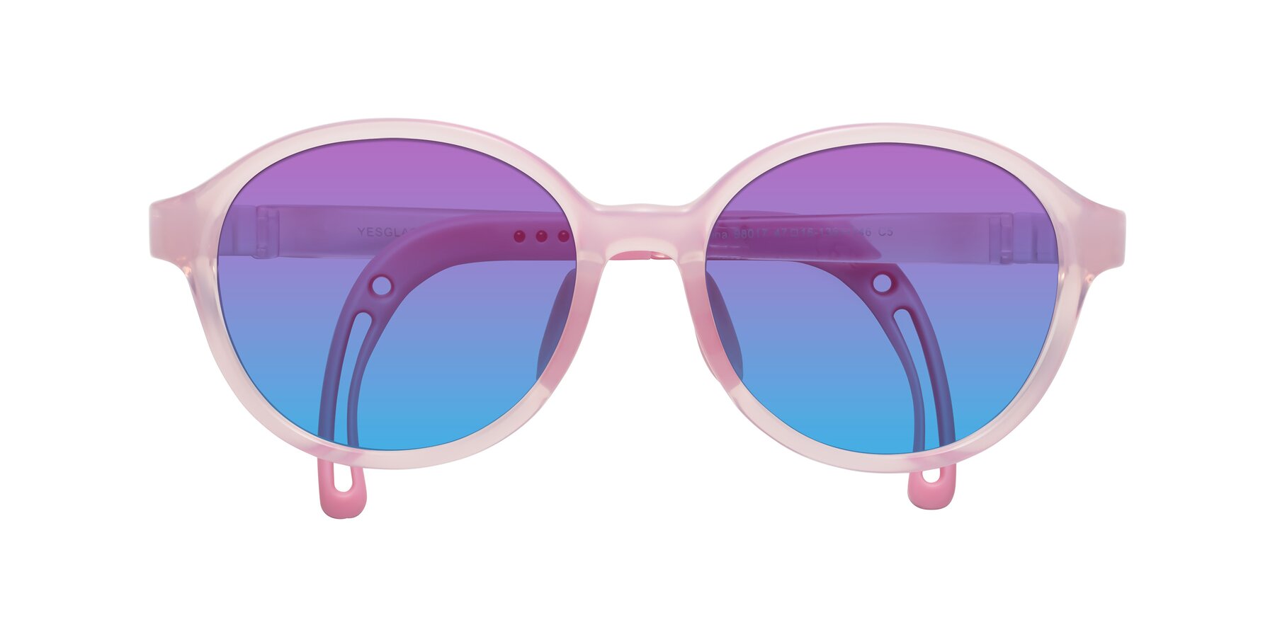 Folded Front of Zerlina in Artist Pink with Purple / Blue Gradient Lenses