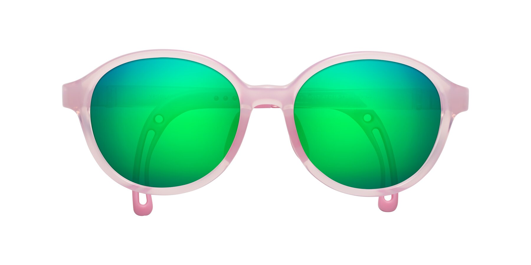 Folded Front of Zerlina in Artist Pink with Green Mirrored Lenses