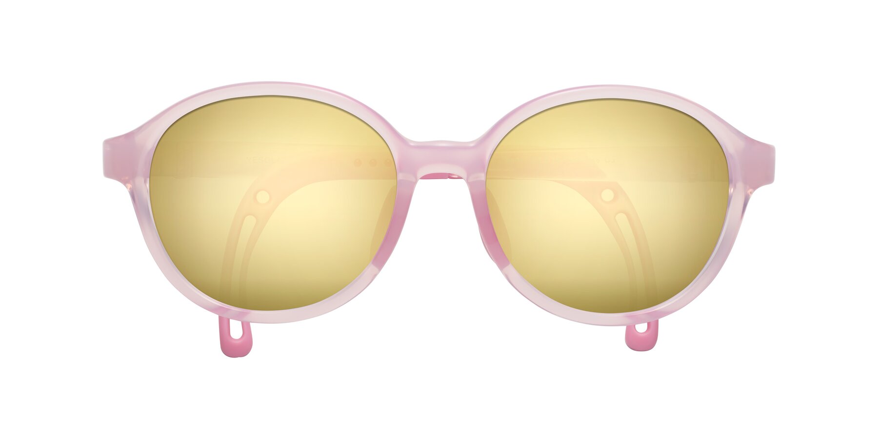 Folded Front of Zerlina in Artist Pink with Gold Mirrored Lenses