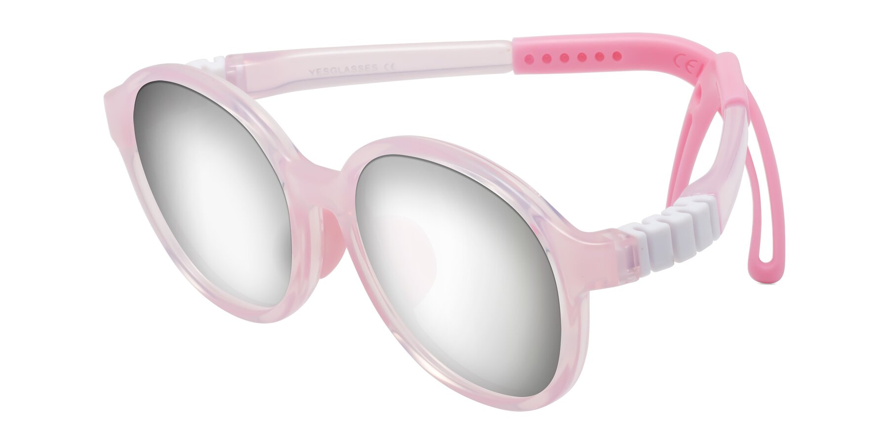 Angle of Zerlina in Artist Pink with Silver Mirrored Lenses