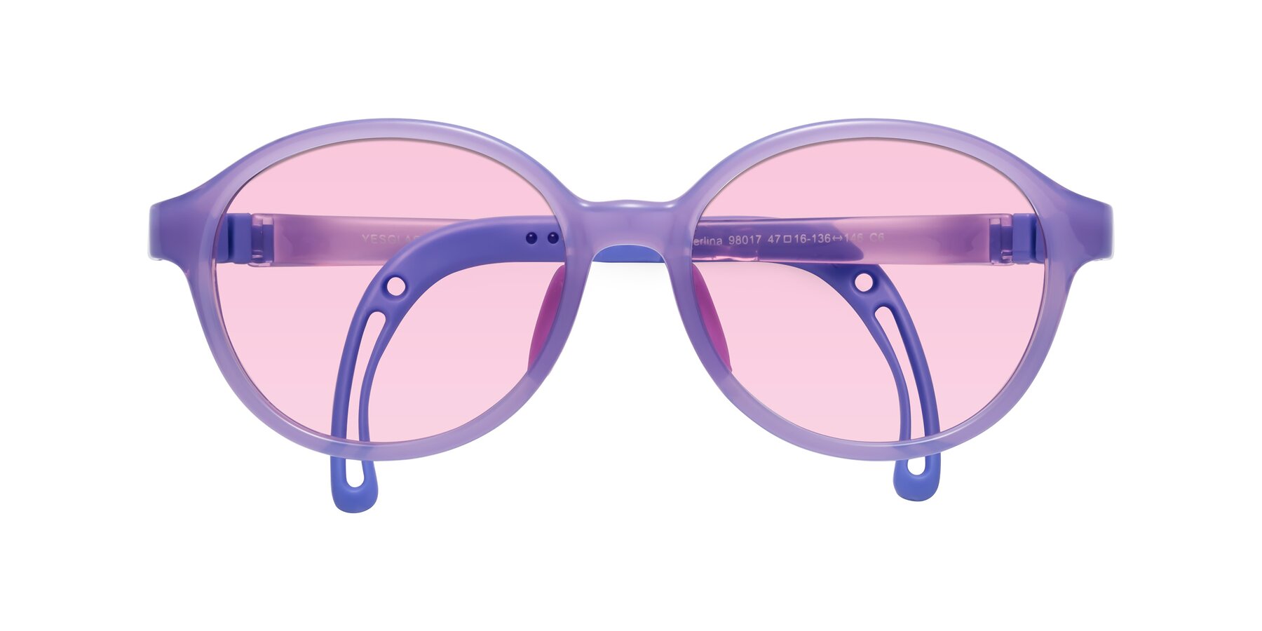 Folded Front of Zerlina in Magician Purple with Light Pink Tinted Lenses