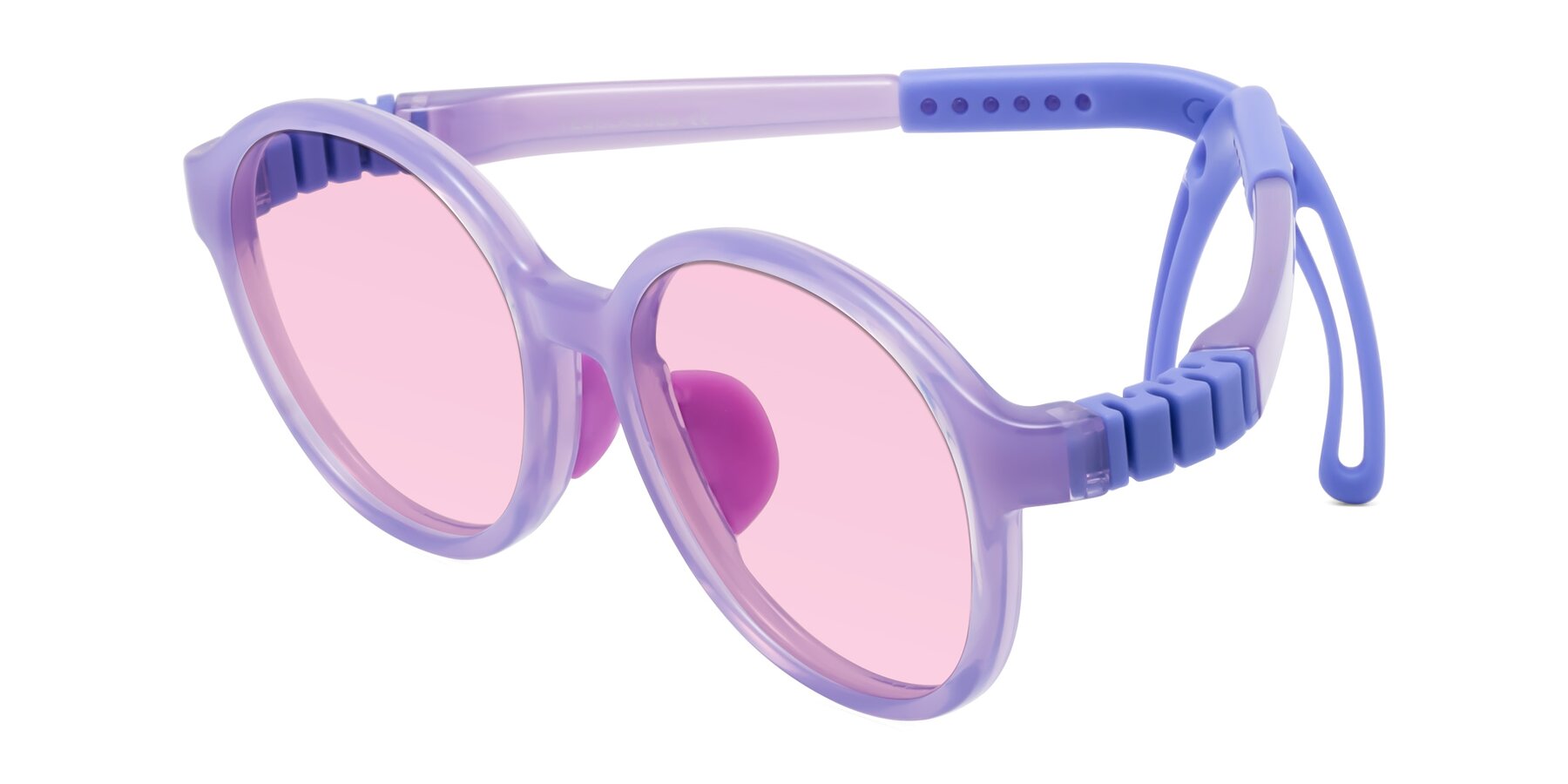 Angle of Zerlina in Magician Purple with Light Pink Tinted Lenses