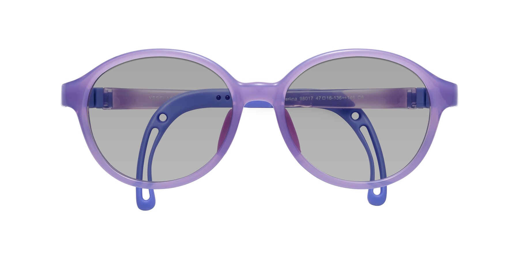 Folded Front of Zerlina in Magician Purple with Light Gray Tinted Lenses