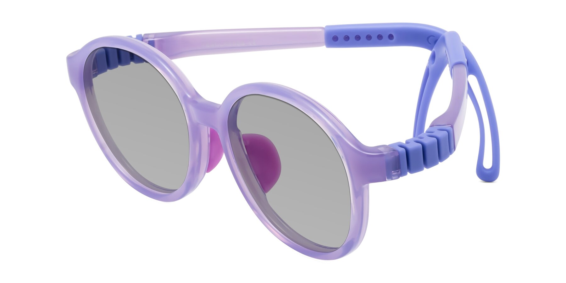 Angle of Zerlina in Magician Purple with Light Gray Tinted Lenses