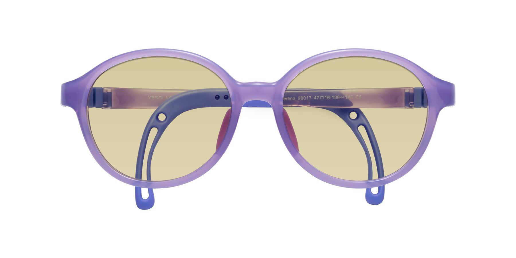 Folded Front of Zerlina in Magician Purple with Light Champagne Tinted Lenses