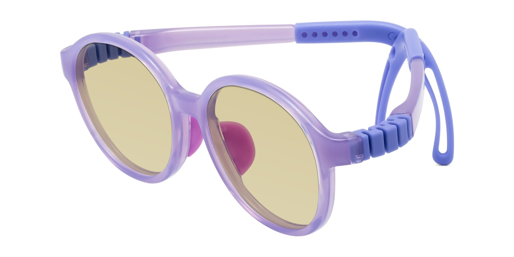 Angle of Zerlina in Magician Purple with Light Champagne Tinted Lenses