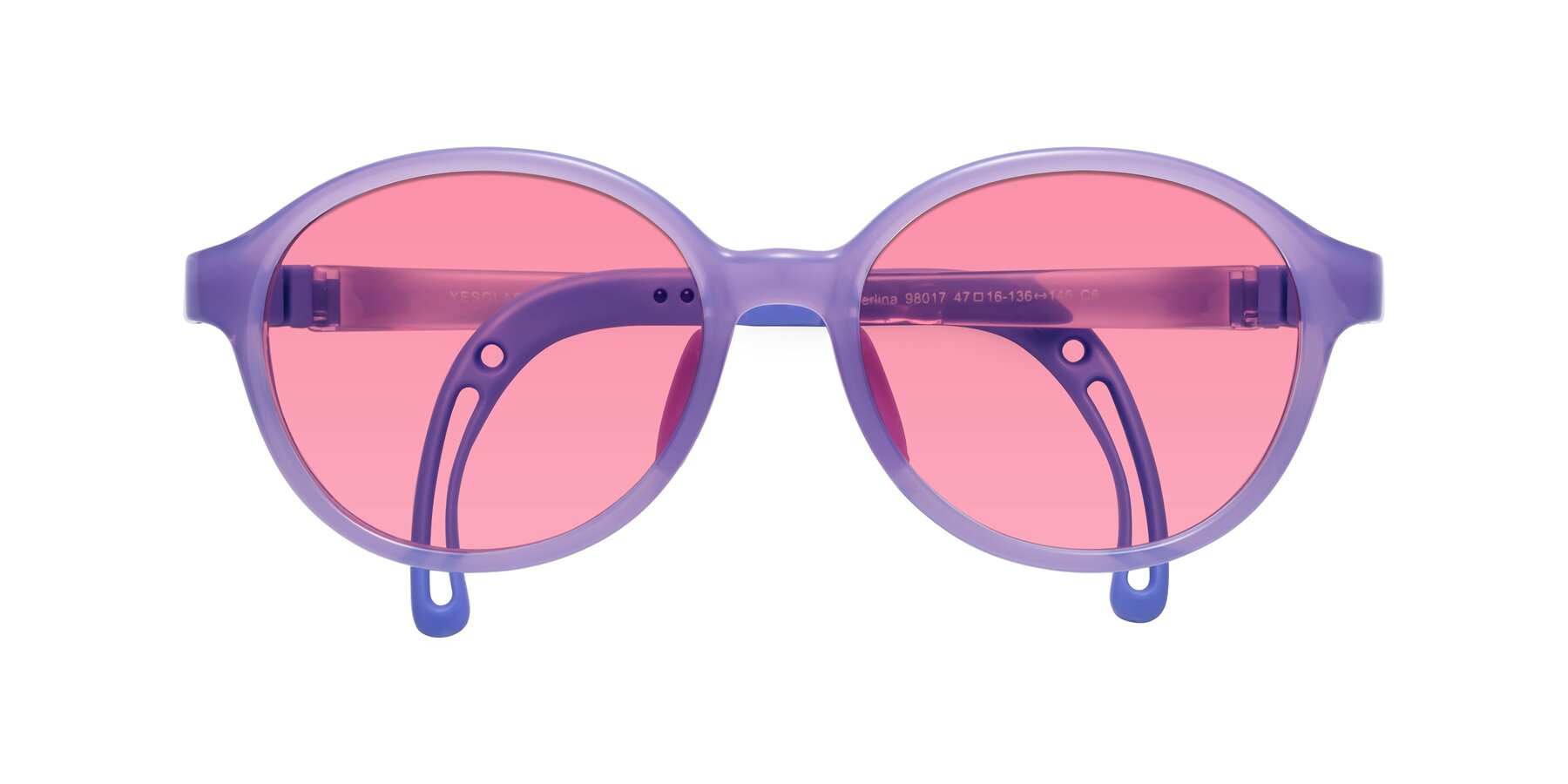 Folded Front of Zerlina in Magician Purple with Pink Tinted Lenses