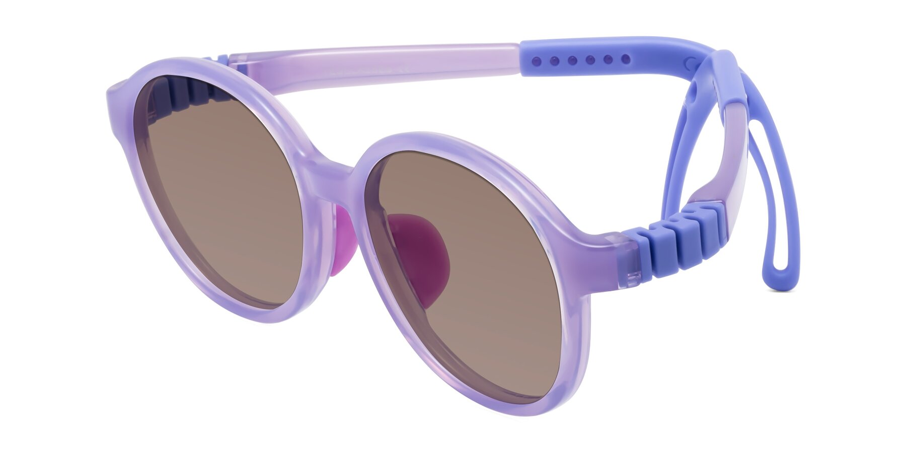 Angle of Zerlina in Magician Purple with Medium Brown Tinted Lenses