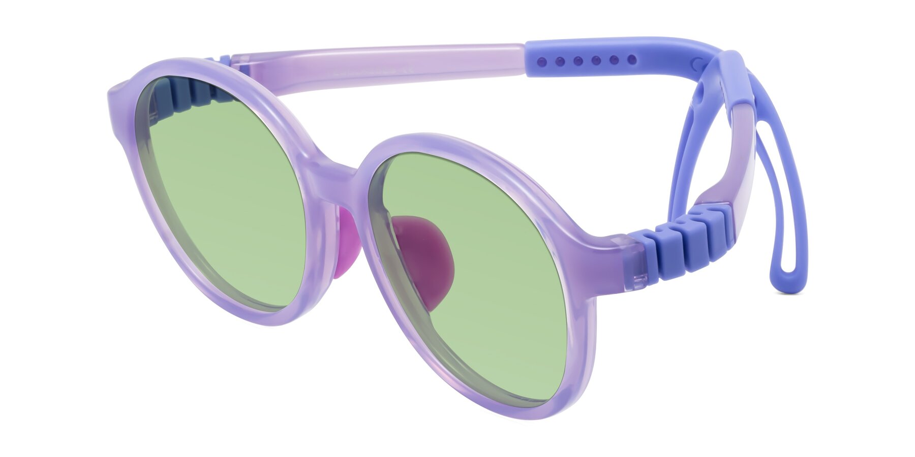 Angle of Zerlina in Magician Purple with Medium Green Tinted Lenses