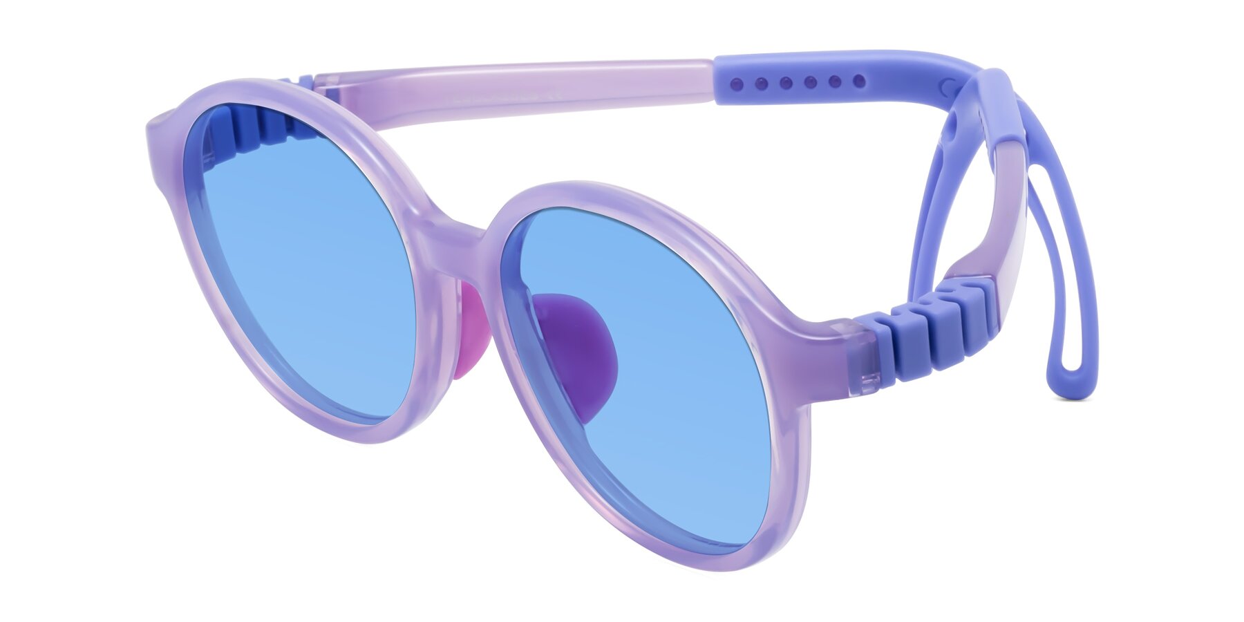 Angle of Zerlina in Magician Purple with Medium Blue Tinted Lenses