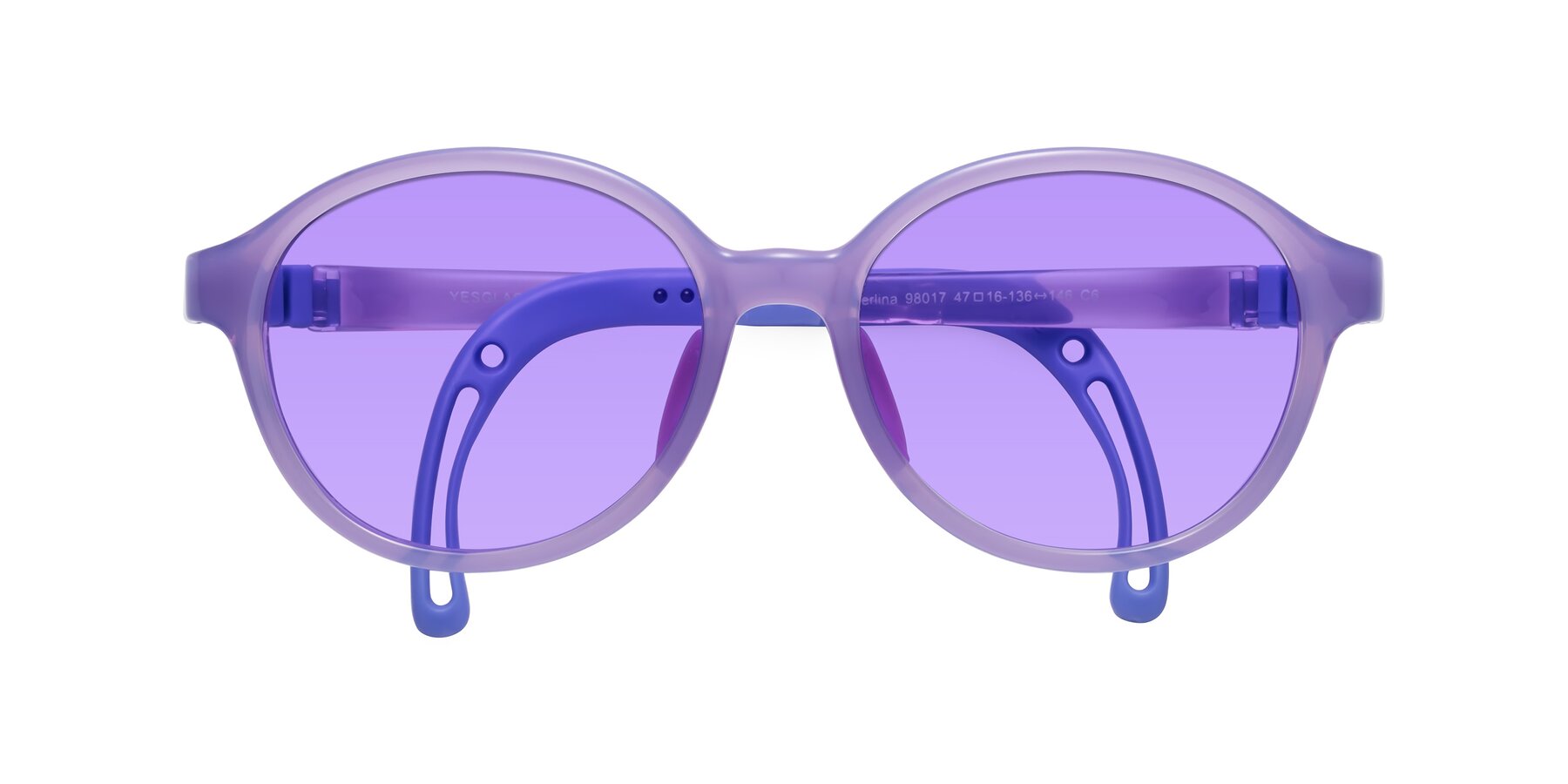 Folded Front of Zerlina in Magician Purple with Medium Purple Tinted Lenses