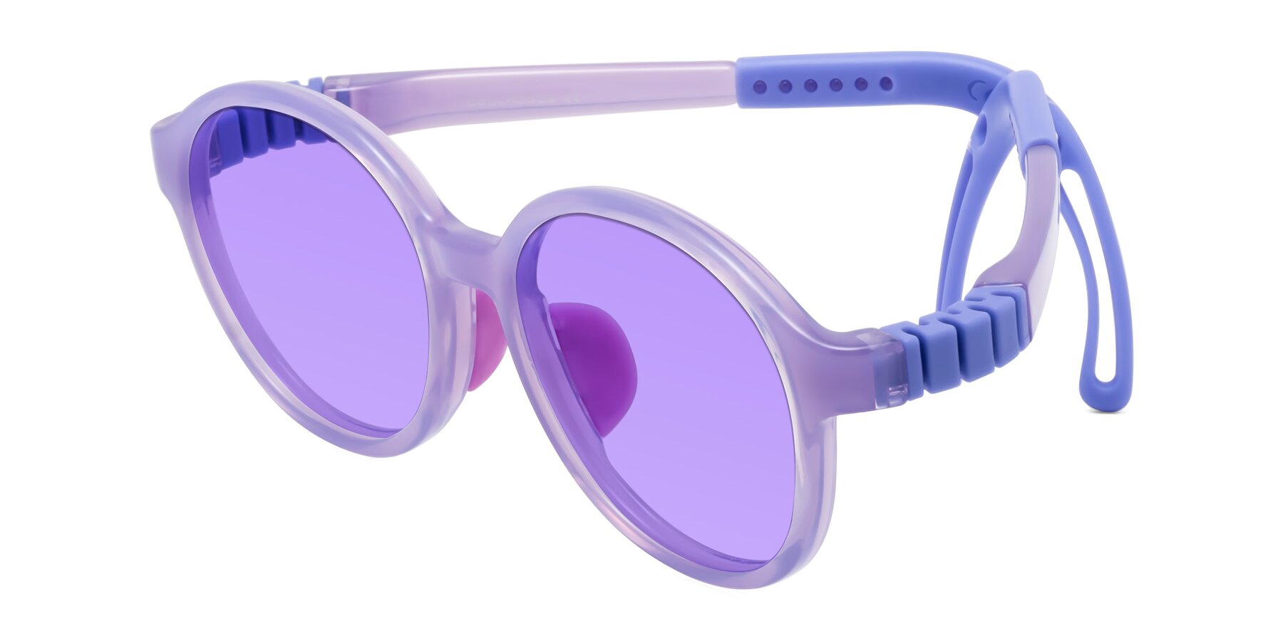 Angle of Zerlina in Magician Purple with Medium Purple Tinted Lenses