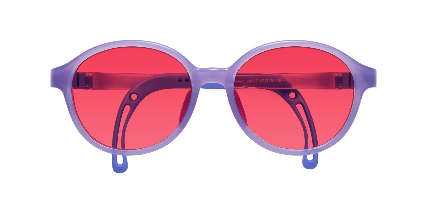 Folded Front of Zerlina in Magician Purple with Red Tinted Lenses