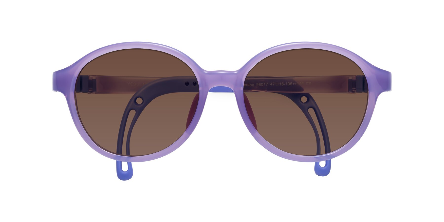 Folded Front of Zerlina in Magician Purple with Brown Tinted Lenses