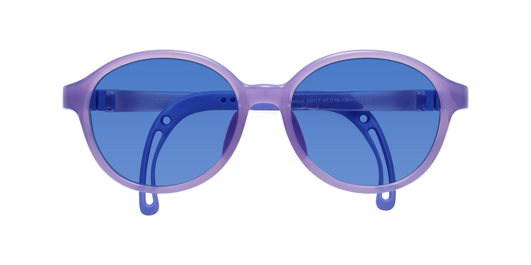 Folded Front of Zerlina in Magician Purple with Blue Tinted Lenses