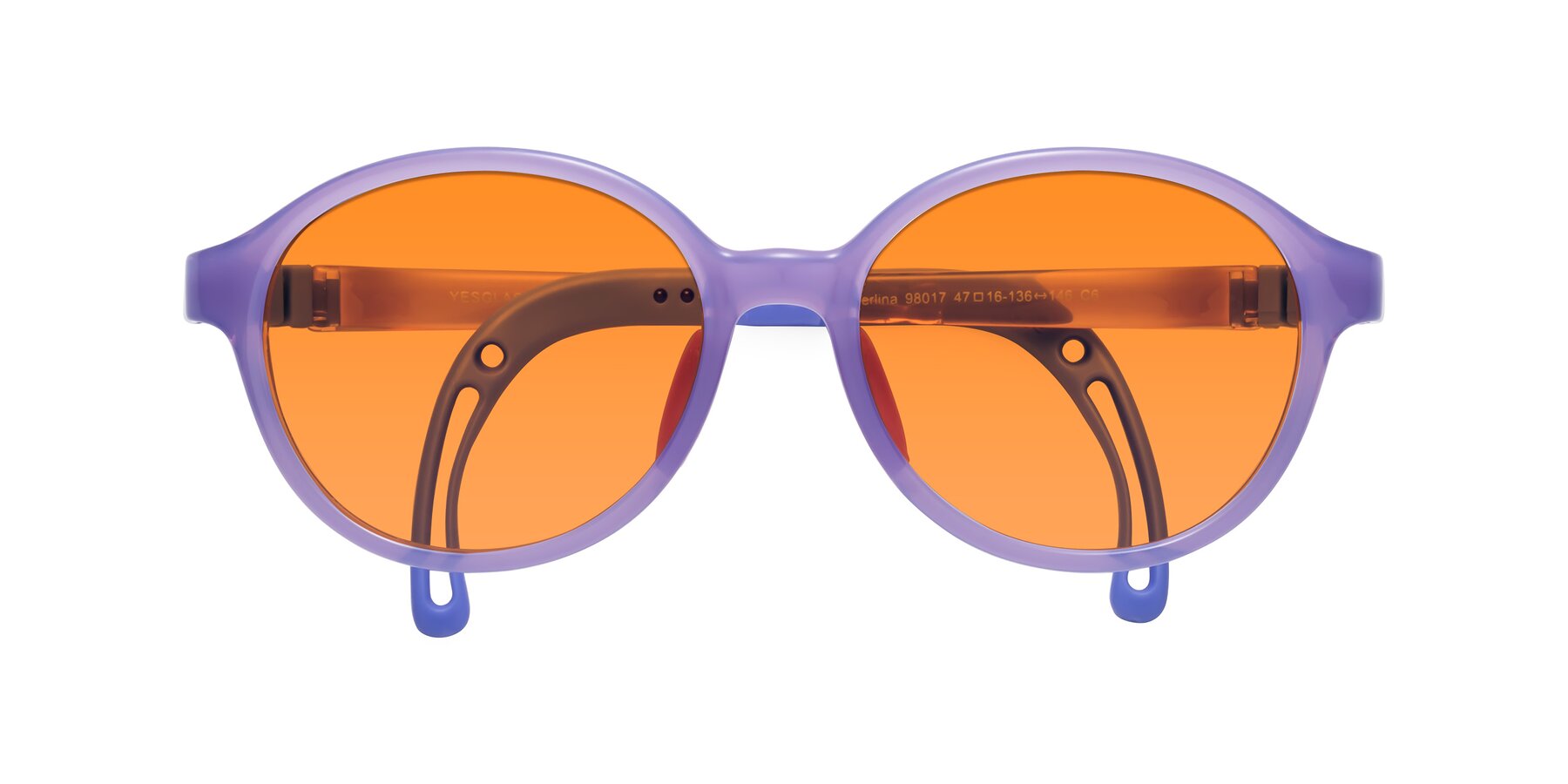 Folded Front of Zerlina in Magician Purple with Orange Tinted Lenses