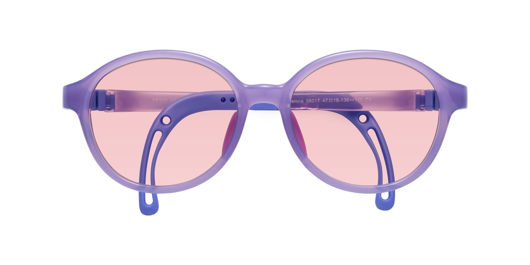 Folded Front of Zerlina in Magician Purple with Light Garnet Tinted Lenses