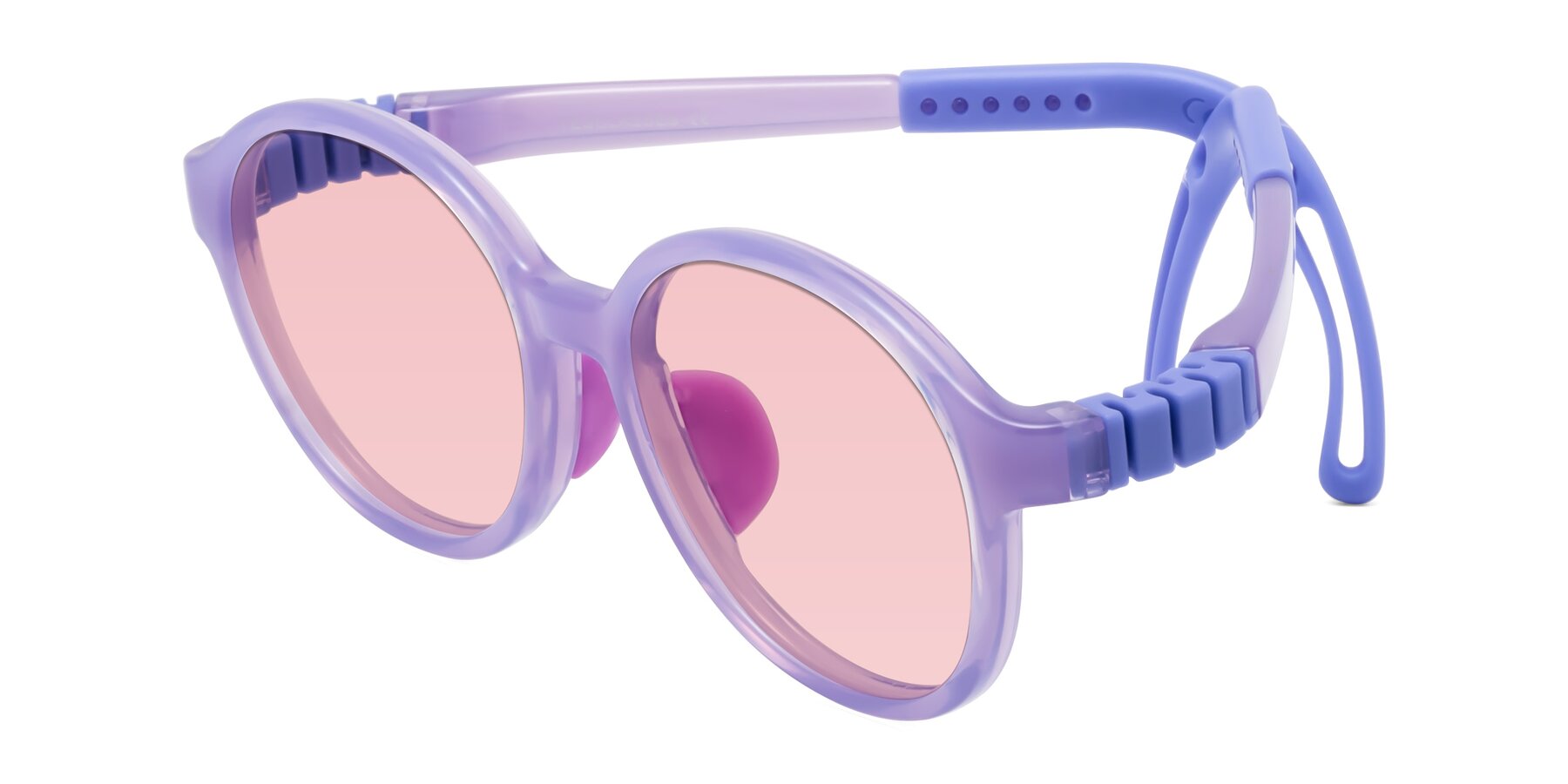 Angle of Zerlina in Magician Purple with Light Garnet Tinted Lenses