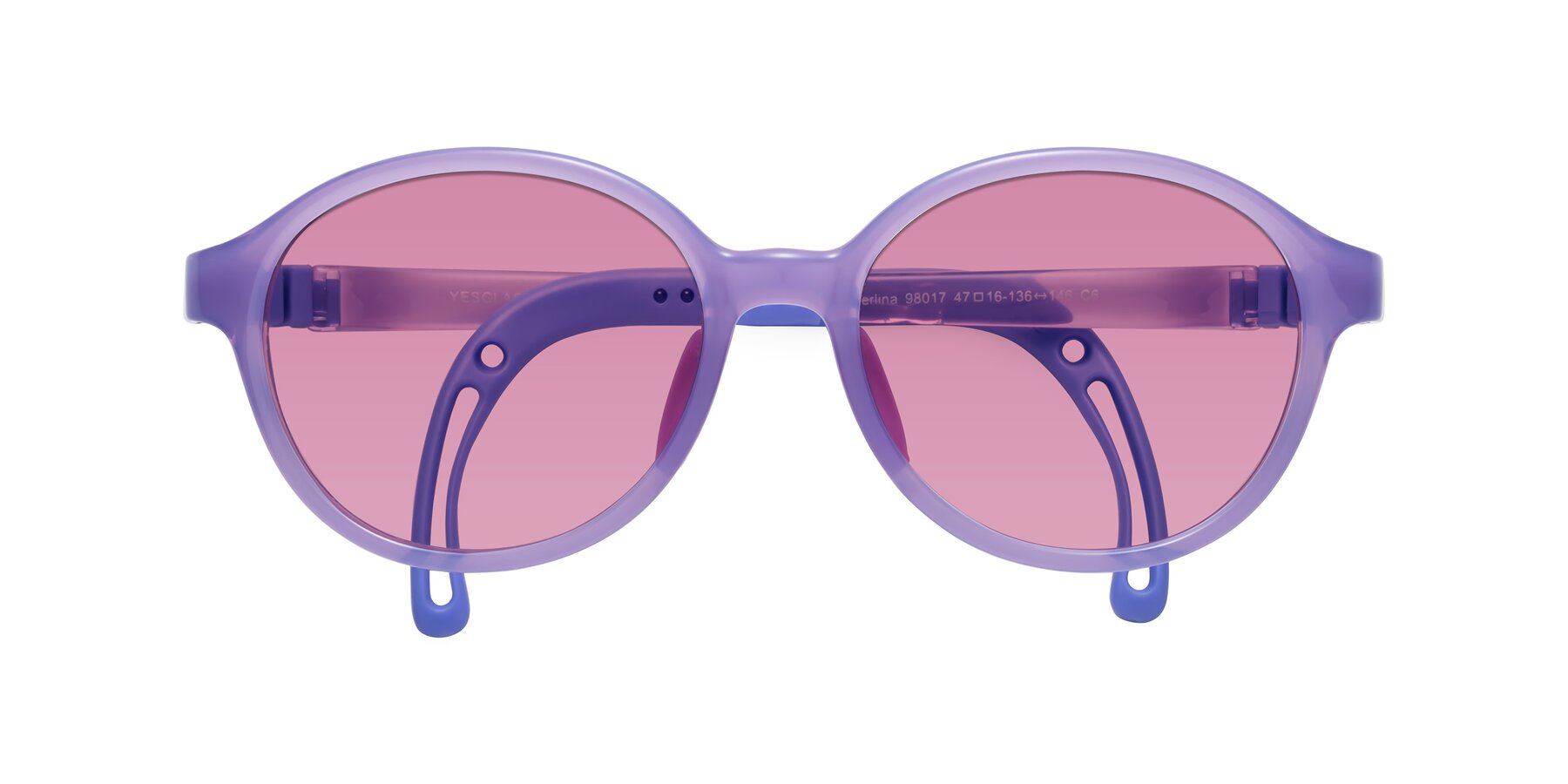 Folded Front of Zerlina in Magician Purple with Medium Wine Tinted Lenses