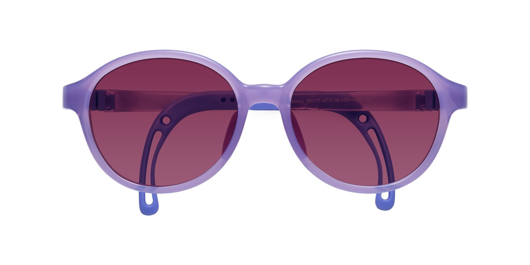 Folded Front of Zerlina in Magician Purple with Wine Tinted Lenses