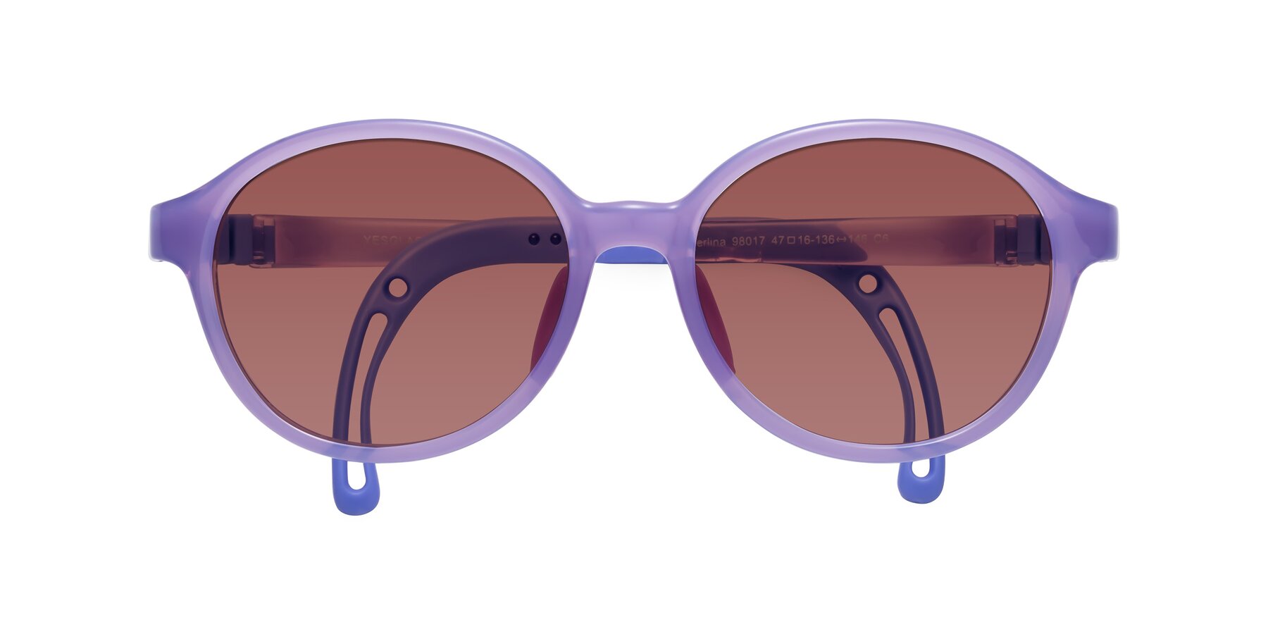 Folded Front of Zerlina in Magician Purple with Garnet Tinted Lenses