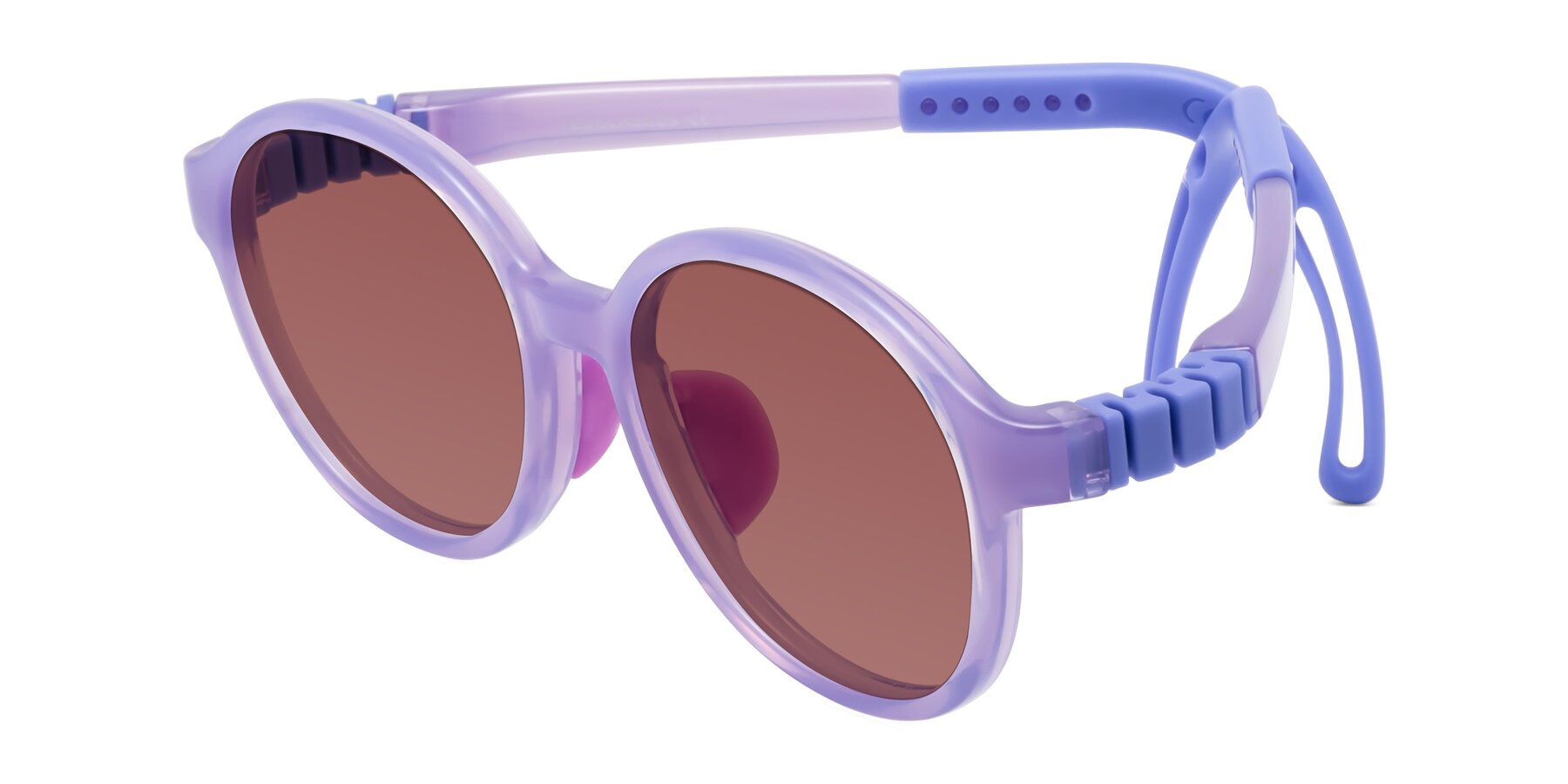 Angle of Zerlina in Magician Purple with Garnet Tinted Lenses