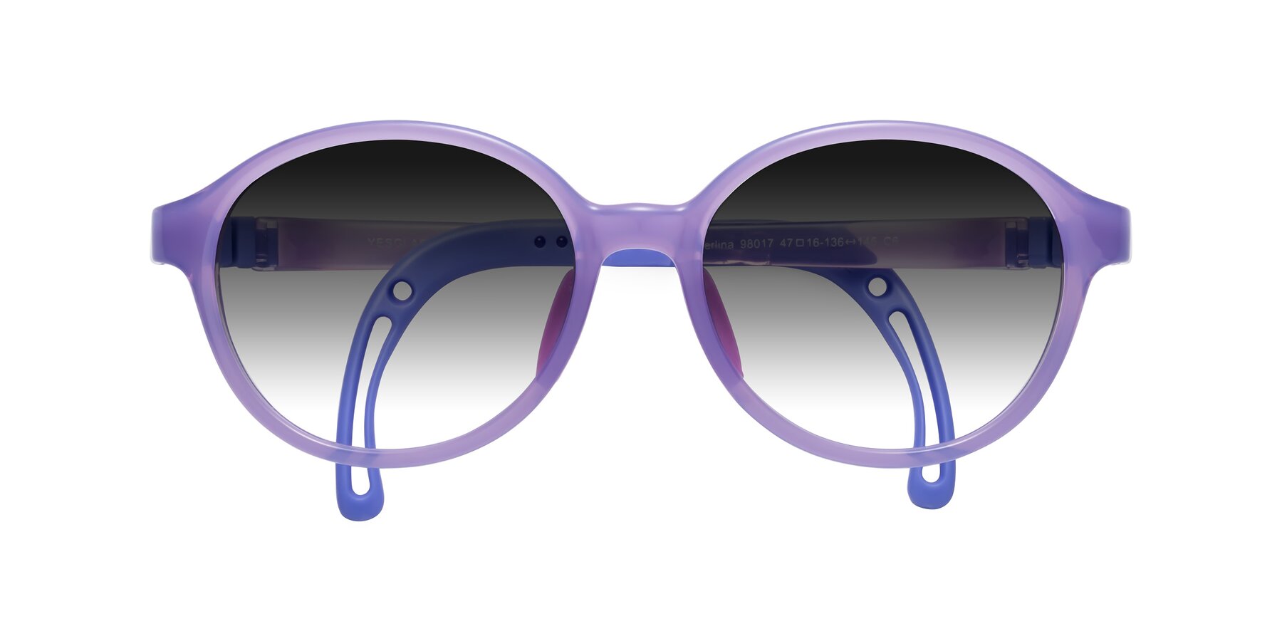 Folded Front of Zerlina in Magician Purple with Gray Gradient Lenses