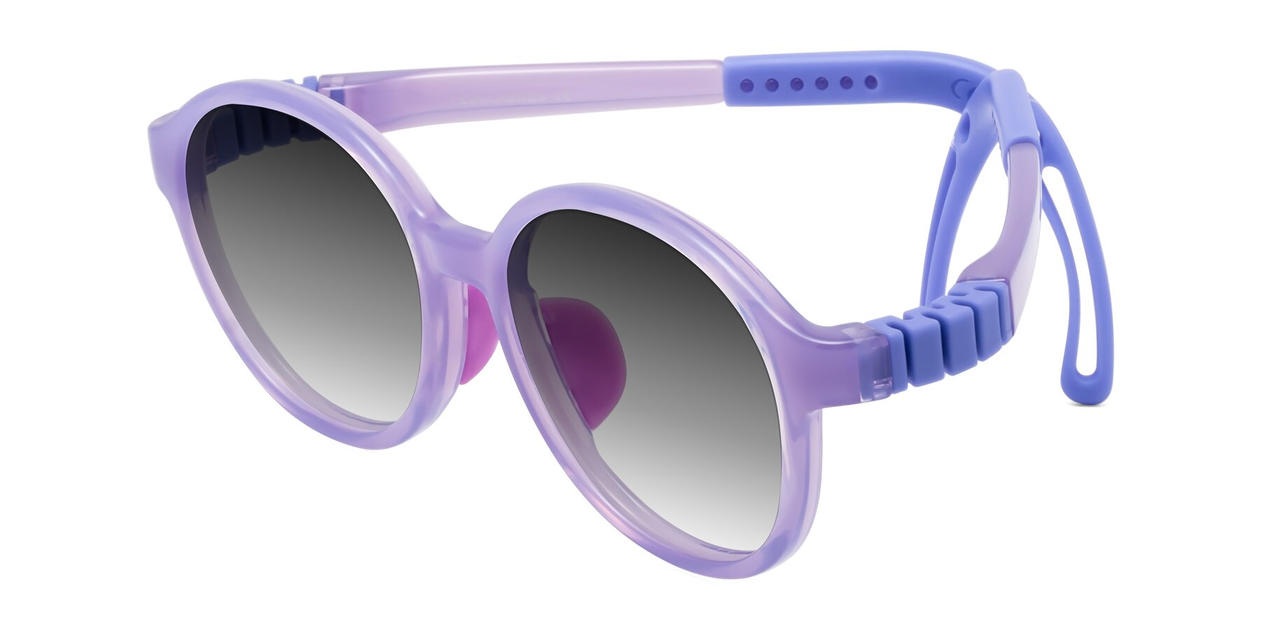 Angle of Zerlina in Magician Purple with Gray Gradient Lenses