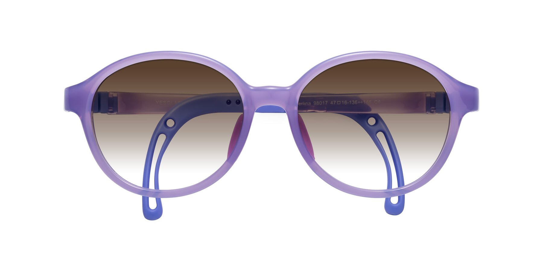 Folded Front of Zerlina in Magician Purple with Brown Gradient Lenses