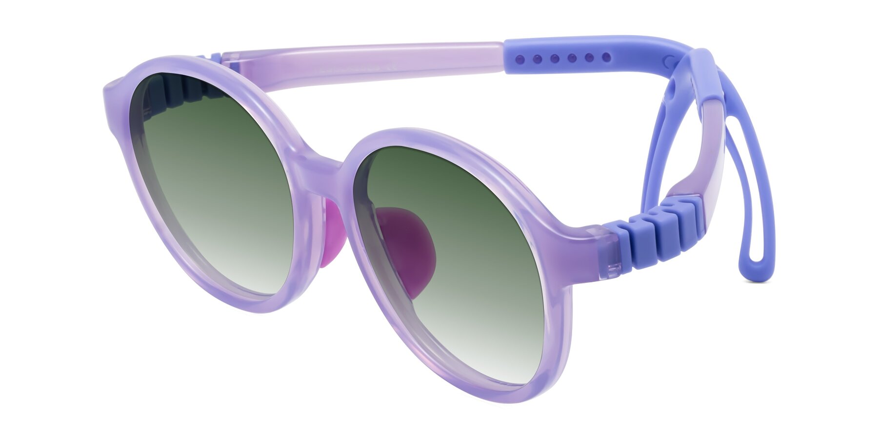 Angle of Zerlina in Magician Purple with Green Gradient Lenses