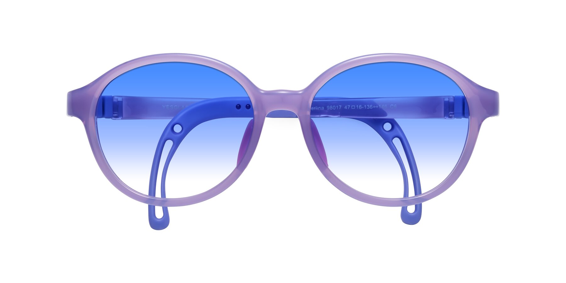 Folded Front of Zerlina in Magician Purple with Blue Gradient Lenses