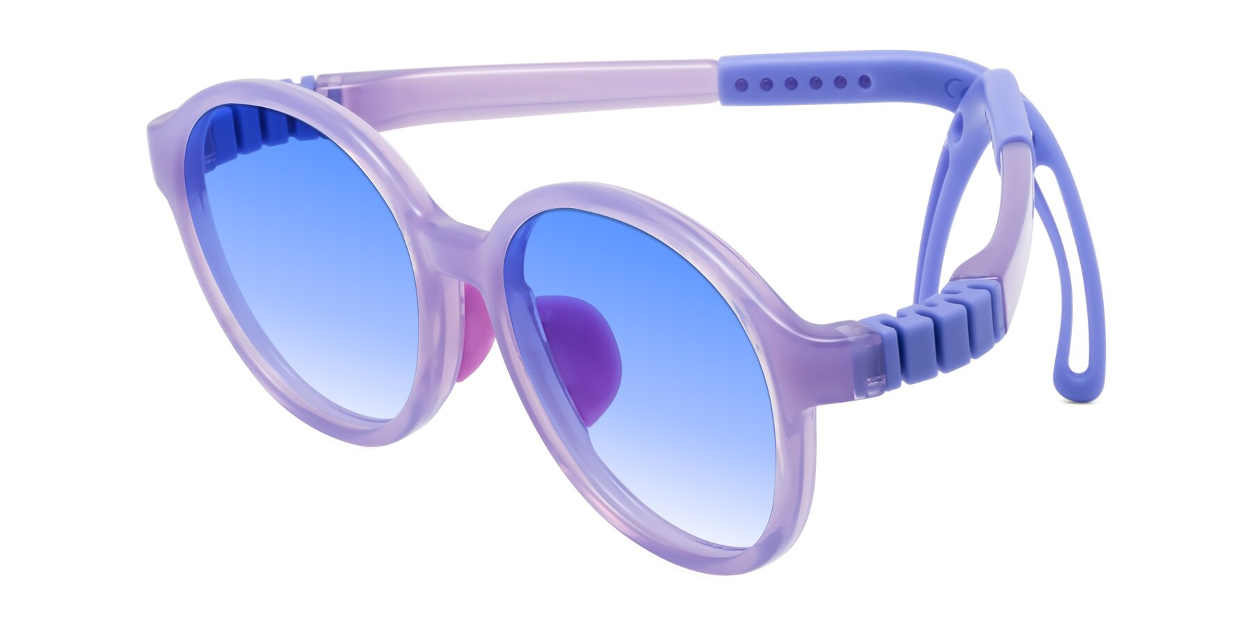 Angle of Zerlina in Magician Purple with Blue Gradient Lenses