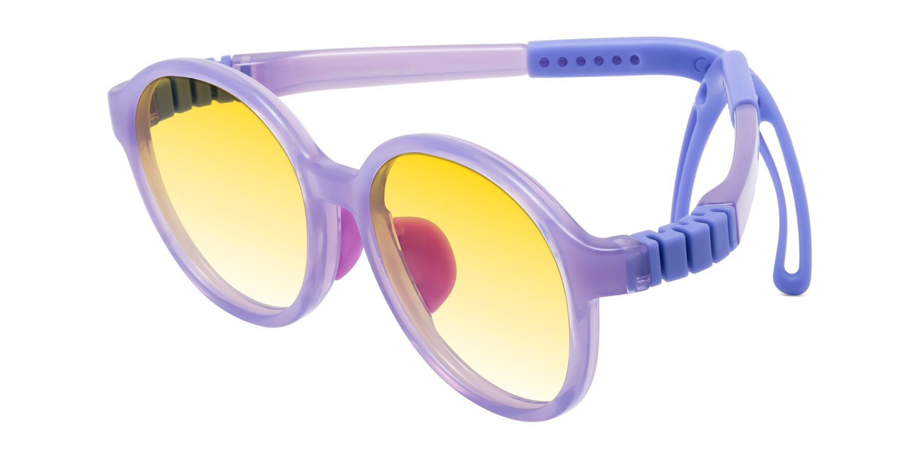 Angle of Zerlina in Magician Purple with Yellow Gradient Lenses