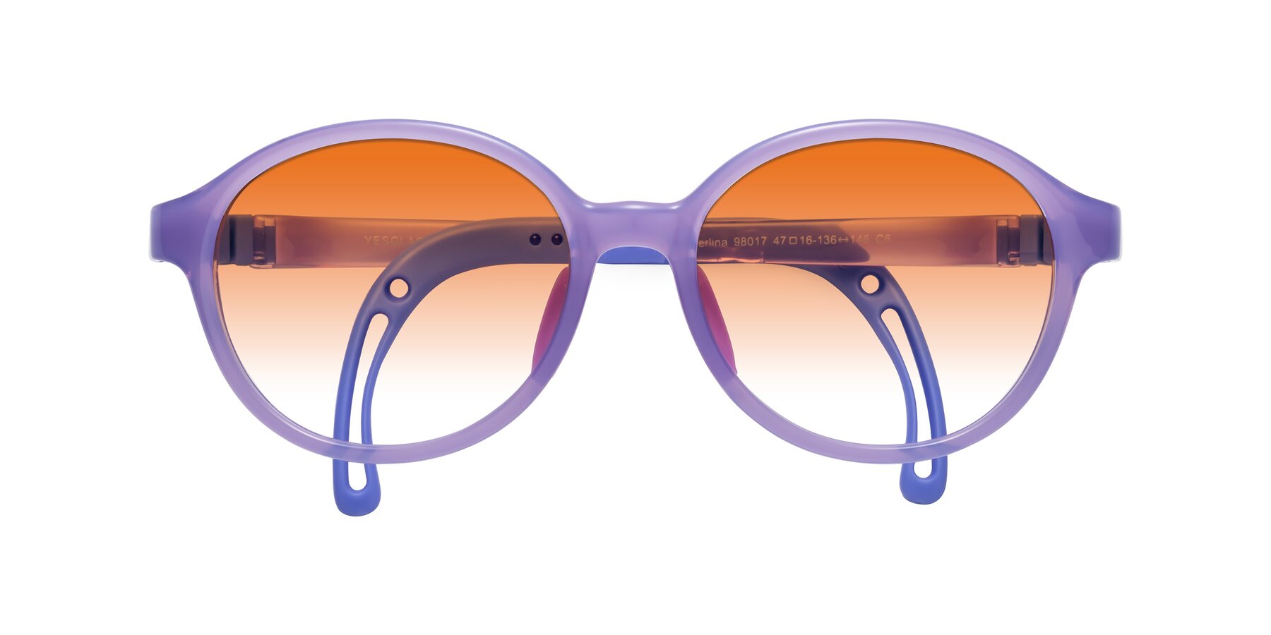 Folded Front of Zerlina in Magician Purple with Orange Gradient Lenses