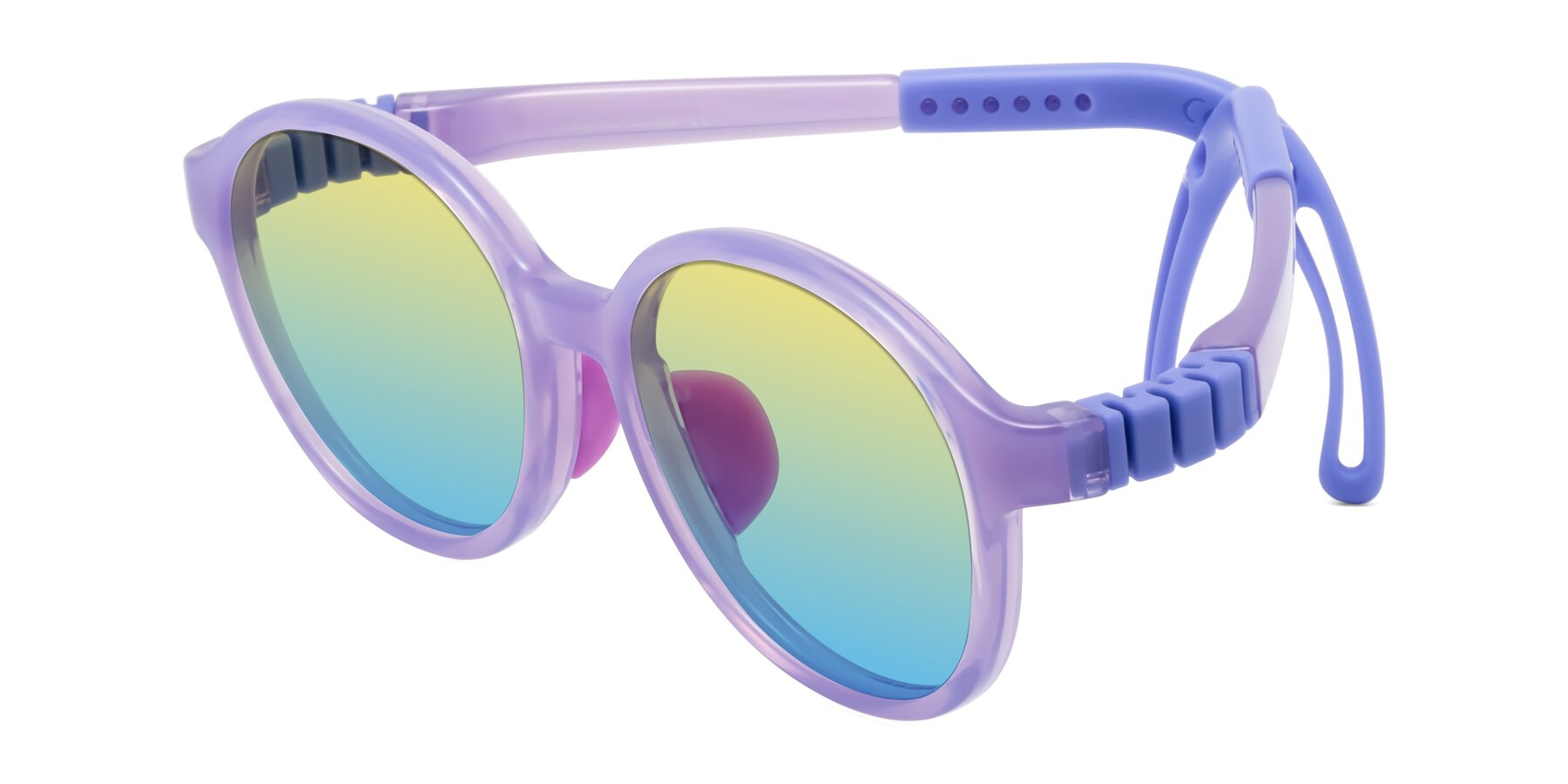 Angle of Zerlina in Magician Purple with Yellow / Blue Gradient Lenses