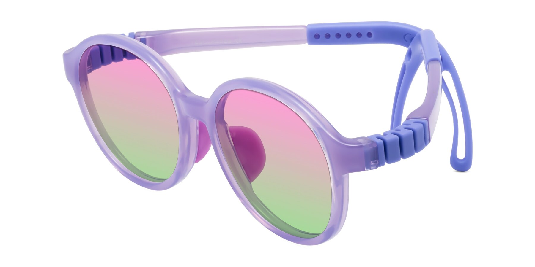 Angle of Zerlina in Magician Purple with Pink / Green Gradient Lenses