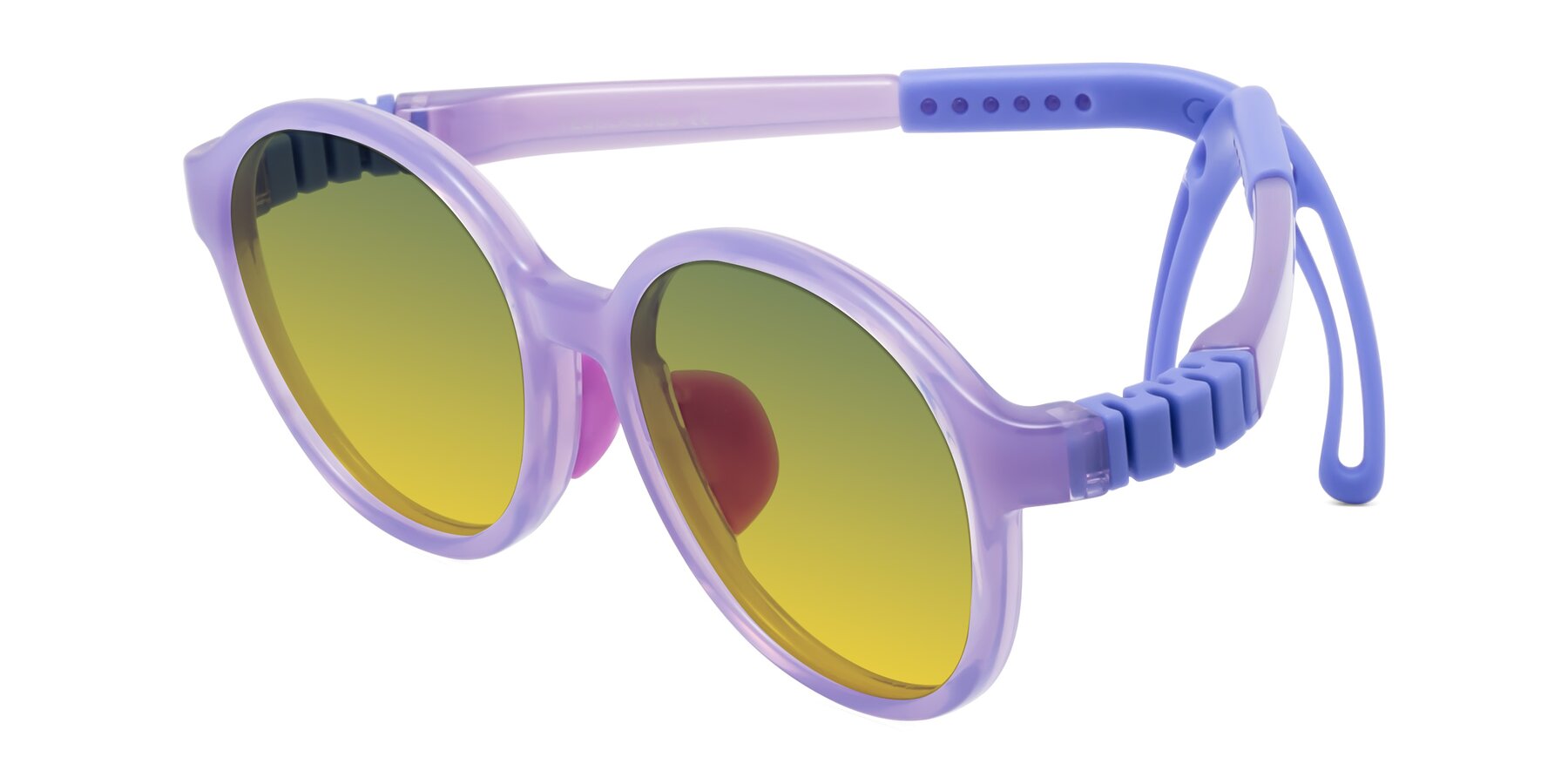 Angle of Zerlina in Magician Purple with Green / Yellow Gradient Lenses