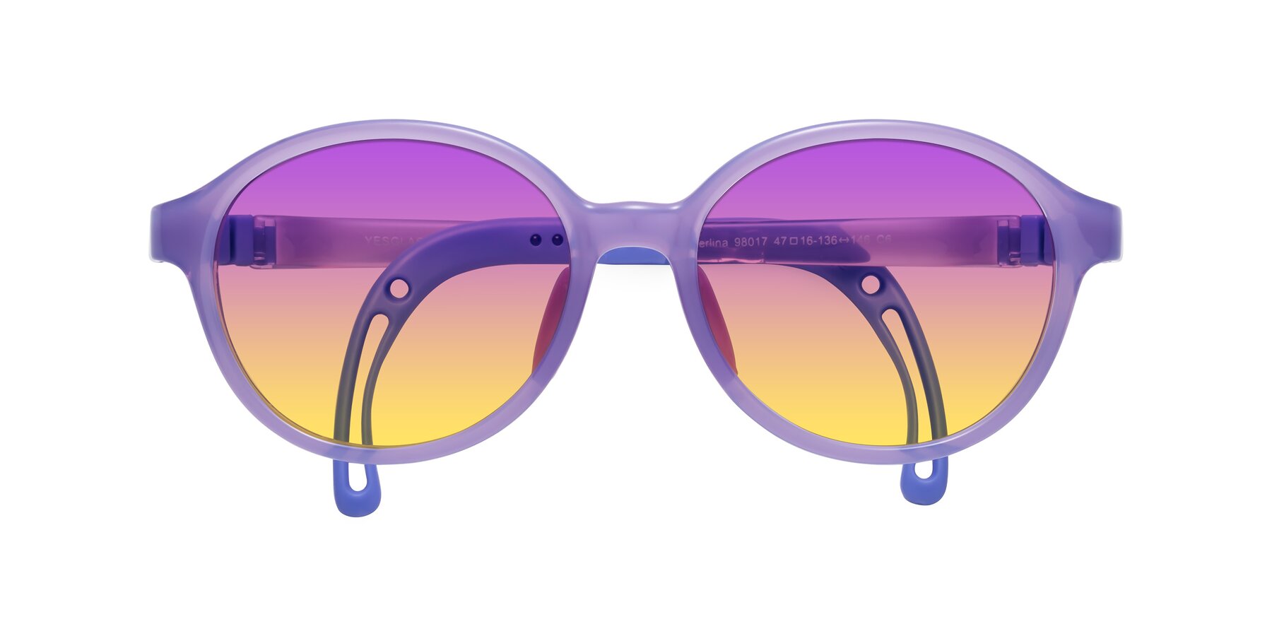 Folded Front of Zerlina in Magician Purple with Purple / Yellow Gradient Lenses