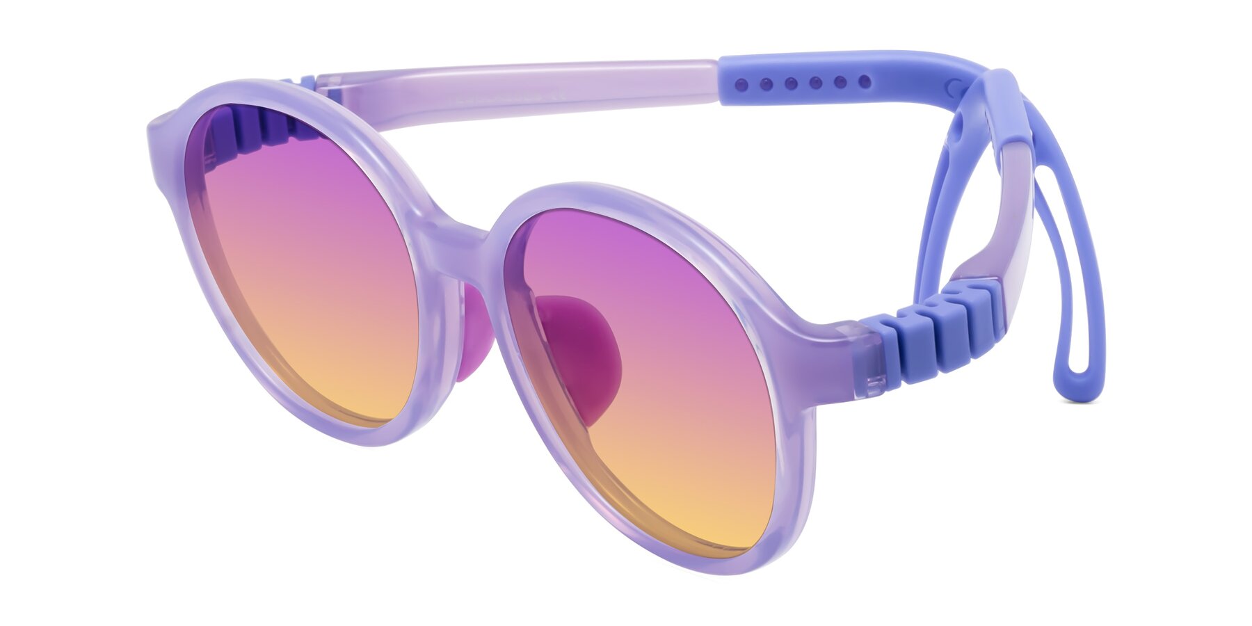 Angle of Zerlina in Magician Purple with Purple / Yellow Gradient Lenses